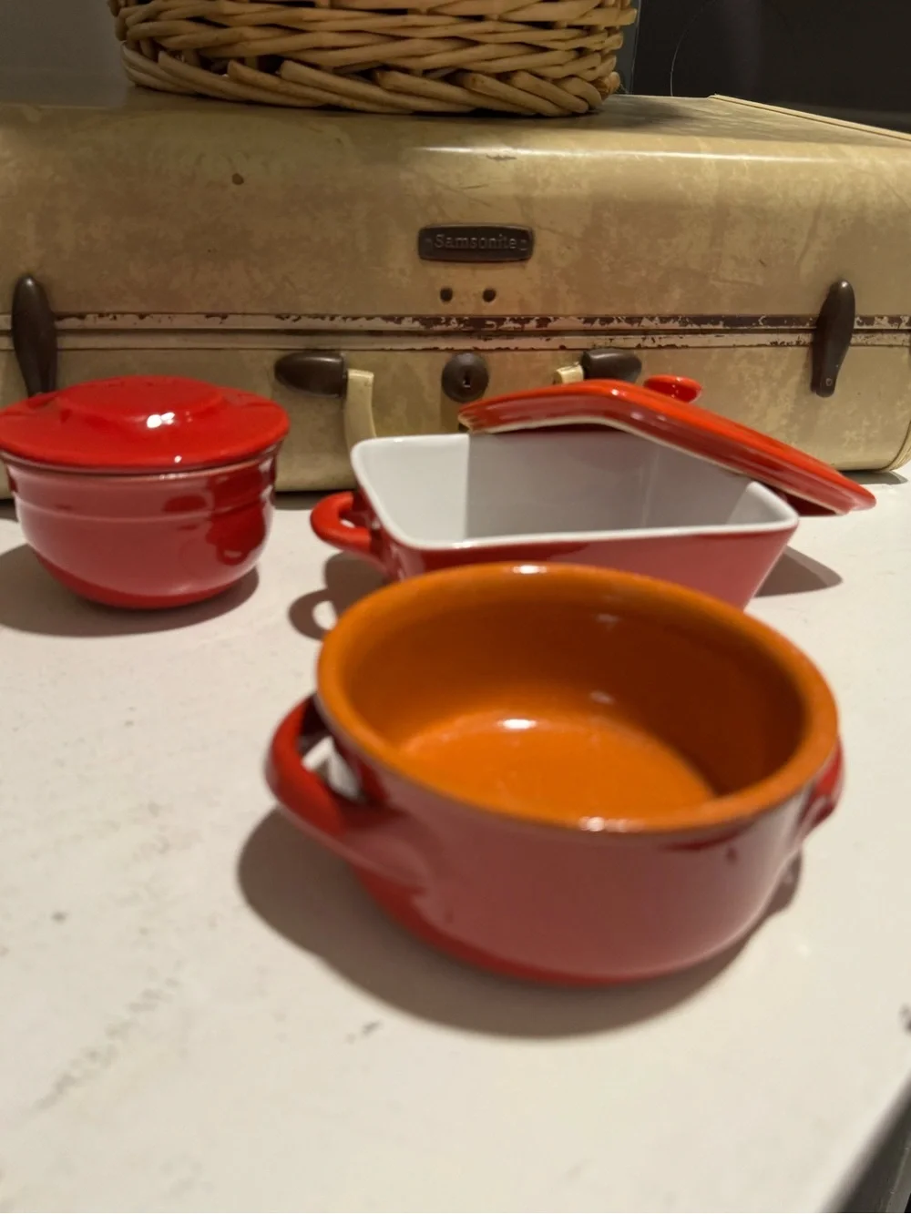 Red Ceramic Mini Casserole Set - Brand: